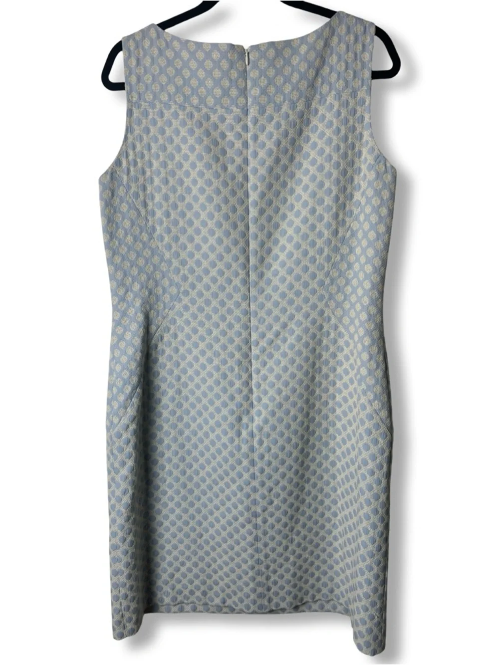 Brooks Brothers - Women’s Jacquard Dot Sheath Midi Dress Blue Cream Lined Sz 14‎